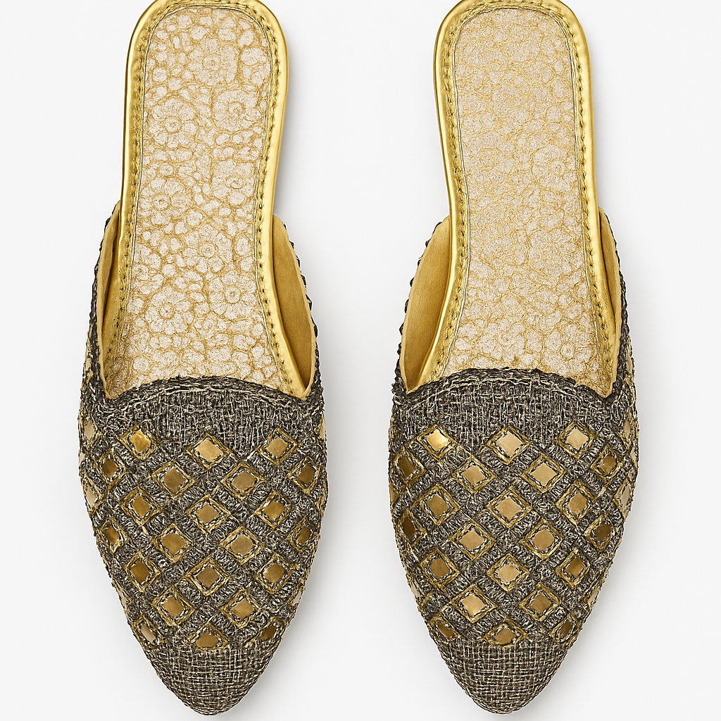 Black Golden  Zardozi Embroidered Jutti